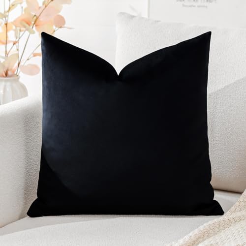 Artscope Luxury Velvet Cushion Covers Super Soft Decorative Square Throw Pillow Covers Case Cushion Covers for Sofa Couch Bedroom Car Decor 40x40cm Black