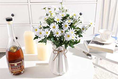 Gumolutin 2 Pcs Artificial Silk Daisy Flower Bouquet For Home Table Centerpieces Arrangement Decoration, White #TOP1