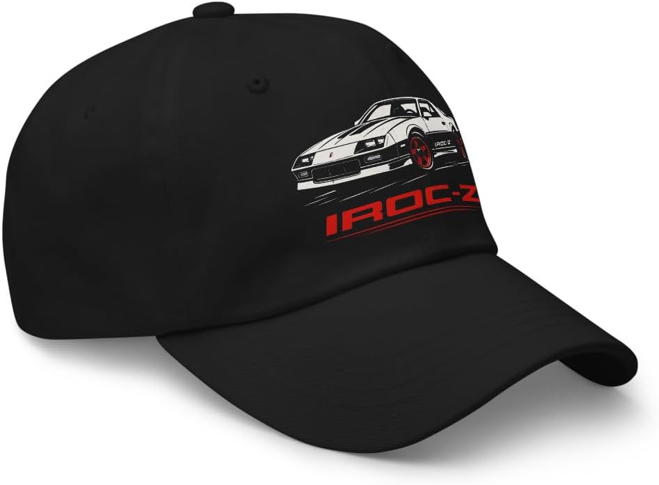 1988 IROC-Z Camaro Dad Hat – Retro White & Red Print Cotton Twill Cap with Adjustable Strap