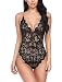 Produktbild LEBENSWERT Damen Dessous Unterwäsche Frauen Sexy Spitze Lingerie Damen Bodysuit Transparent V-Ausschnitt Reizwäsche Erotische Negligee (XL, Schwarz)