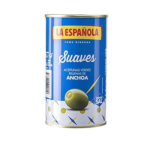 La Española - Pack de Aceitunas Rellenas de Anchoa Suaves I Pack de 12 Unidades de 150 Gr Bajas en Sal I Olivas de Mesa I SUAVES
