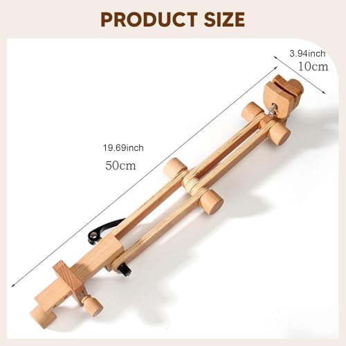 Soporte de aro de bordado ajustable con madera giratoria 360 grados de 13cm x 44cm 3