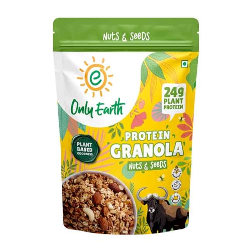 Image of Only Earth Protein Granola | Nuts & Seeds | 24g Plant Protein | High Fiber | No Added Sugar | Dairy-Free | With Almonds, Cashews, Pumpkin Seeds, Flax & Chia | 350g