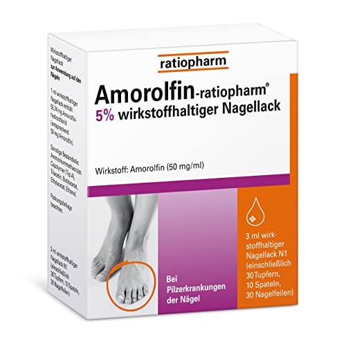 Amorolfin-ratiopharm 5% wirkstoffhaltiger Nagellack: Effektive Behandlung bei Nagelpilzinfektionen – einfache Anwendung nur einmal pro Woche, 3 ml Lösung