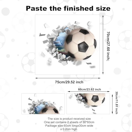 Vinilo 3D de fútbol 75x70 cm, 2 planchas miniatura 2