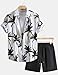Yimoon Men's Summer 2 Piece Outfits Tropical Print Short Sleeve Button Down Hawaiian Beach Shirt and Shorts Set(01White-M)