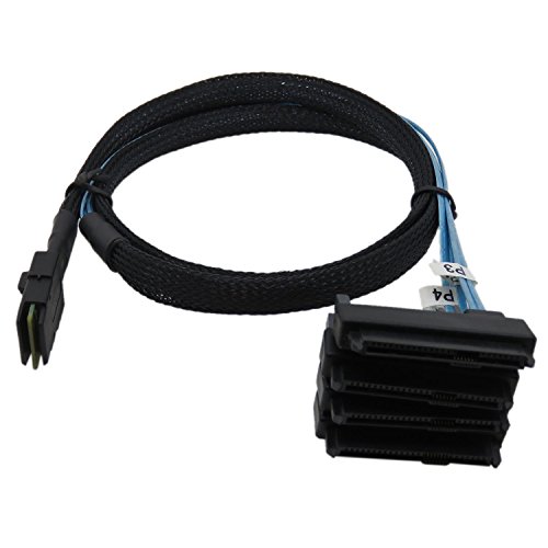 YIWENTEC Mini SAS 36 SFF-8087 to (4) SFF-8482 Connectors with SATA Power 1m