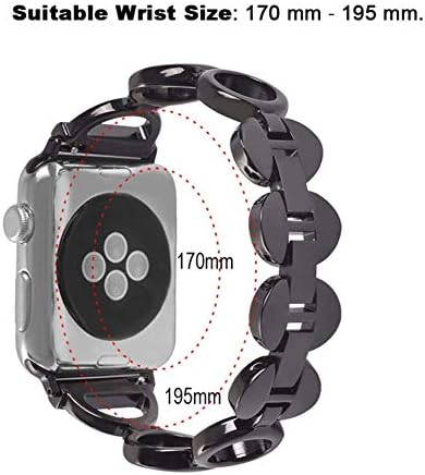 Amazon.com: Correa de reloj 38/40/42/1.732 in con agujero redondo  concatenación diamante metal banda de repuesto compatible con Apple Watch  iWatch 4 3 2 1 (negro, 1.575 in) : Celulares y Accesorios