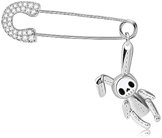 GNOCE Paperclip Earrings 925 Sterling Silver Fashion Stylish Cartilage Earrings with Skull Bunny Doll Punk Goth Safety Pin Single Hoop Dangle Earring Gift for Women Girls