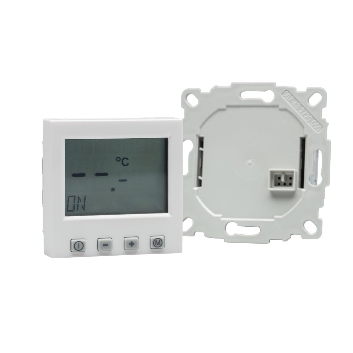 Halmburger digital Raumthermostat ERD55rg, großes Display inkl. Busch Jäger Balance SI 1-Fach Rahmen 1721-914, alpinweiß Glanz für Fußbodenheizung Stellantriebe 230V stromlos geschlossen (NC)