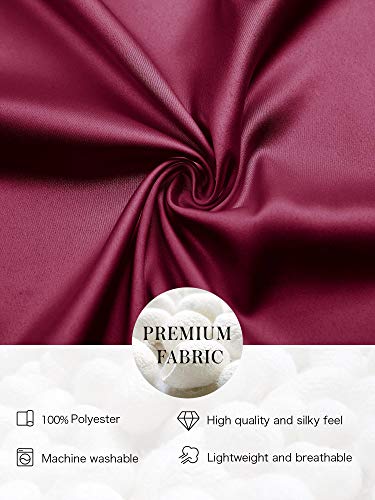 AW BRIDAL Bridesmaid Robes Satin Kimono Robe Bridal Party Robes Silk Bathrobe Loungewear Dressing Gown for Women, Burgundy M - Thumbnail 7