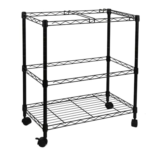 Oceanstar 2-Tier Metal Rolling File Cart, Black