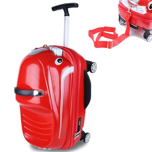 ELDA 20\" Kids Ride-on Travel Suitcase Trolley Children\'s Carry On Hardside Rolling Luggage with Wheels,TSA Lock,Car Design for Boys Girls