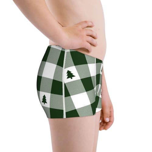 Boys' Cotton Boxer Brief Soft Underwear-Green White Lumberjack Plaid2