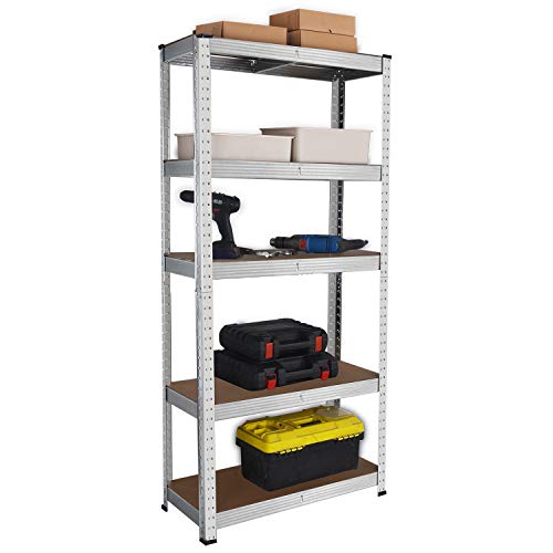 House of Home - Heavy Duty Garage Shelving Unit - Industrial Strength Shelf Unit Racking with 5 MDF Shelves, Ideal for Garage, Shed, Warehouse Storage 875 kg Max Load 70 x 30 x 150cm