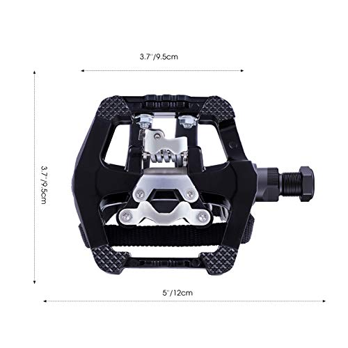 JOROTO SPD Pedals 9/16''Hybrid Pedal Cleats for Shimano SPD System with Toe Cages Clips and Straps for Spin Indoor Exercise Bikes with Truly Sealed Bearing Spindle