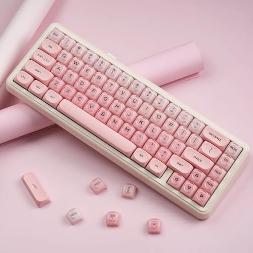 132キー PBT キーキャップ、ジェリーキーキャップ 可愛いカスタム クリーミーキー キャップ MOAプロファイル 61/68/84/87/98/100 キー Cherry Gateron MX メカニカルキーボード用、ピンクの商品画像（Amazon）