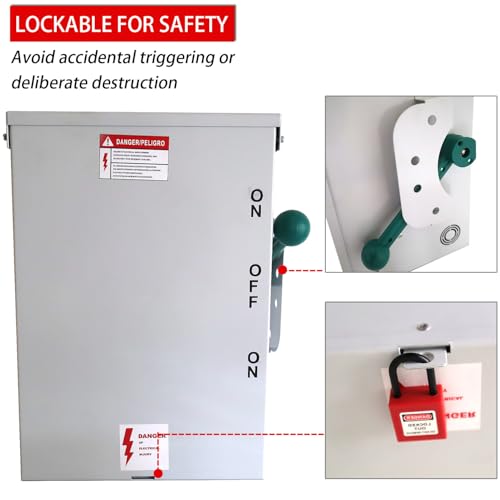 200A Manual Transfer Switch 120/240-Volt Transfer Switch 48000W, Generator Transfer Switch Meeting NEMA 3R Standards for Outdoor and Indoor