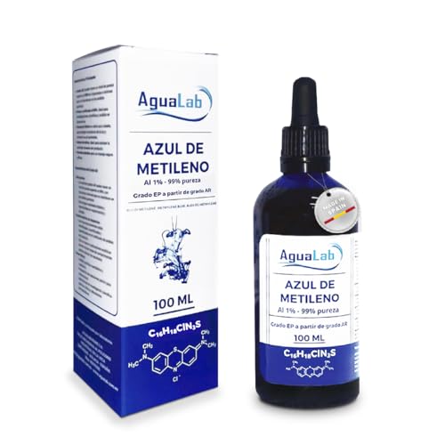 Agualab Blu Metilene 1% | Soluzione Grado EP 100 ml, Alta Purezza 99% per Laboratorio | Flacone di Vetro Ambra con Dosatore | Uso Tecnico Professionale