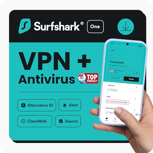 Surfshark One | Cybersecurity, VPN, Antivirus, Alert, Alternative ID, CleanWeb, Search | Windows/Mac/Linux/Androis/iOS | One | 6 Monate | Aktivierungscode per Email