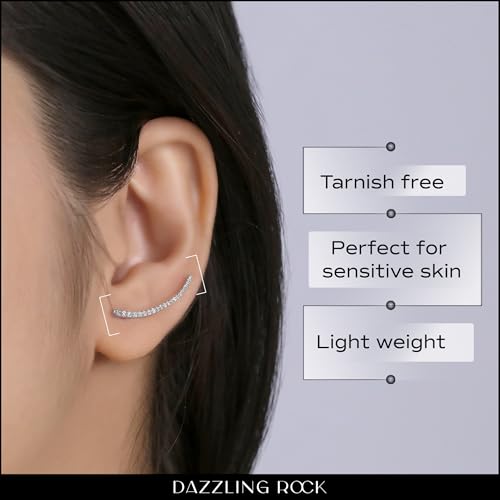 Dazzlingrock Collection 0.11 Carat (ctw) Round White Diamond Crawler Climber Cuff Earring (1Pc Only) for Women in 925 Sterling Silver2