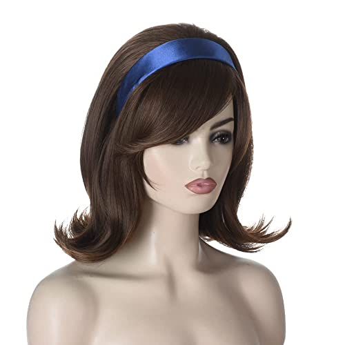 Perucas retro para mulher | FVCENT estilo colmeia retro dos anos 70, aspeto vintage, estilo colmeia dos anos 50, peruca para fantasia de mulher com franja para Halloween, com diadema azul