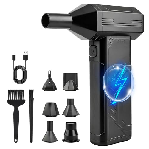 Emwel 3 Gear Adjustable 110000RPM Electric Air Duster With Light Portable Air Dust Blower, Cordless Compressed Air Duster For Computer, Keyboard, Outdoors And Car Cleaning