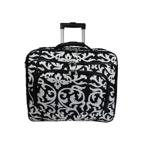 Ladies Damask Rolling Computer Laptop Bag Brief Case -- FITS A 13", 14", 15", 16" OR 17" LAPTOP (MEASURED CORNER TO CORNER DIAGONALLY)2