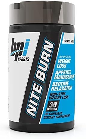 BPI Sports Nite burn – Nighttime Fat Burner & Sleep Support – Keto-Friendly – Weight Loss, Burn Fat, Relaxation, Boost Metabolism – 30 servings – 640mg, Capsule