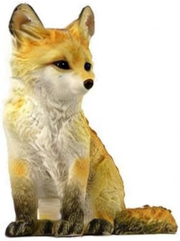 4.5 Inch Sitting Fox Cub Decorative Statue Figurine, Orange and White - Image 2