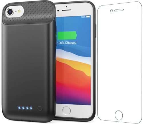 HETP Battery Case for iPhone for iPhone 8/7/6s/6/SE (2022/2020),[2024 Upgraded] 7000mAh Ultra-Slim Portable Extended Charger Case Cover for iPhone 8/7/6s/6/SE Charging Case (4.7 Inch)-Black