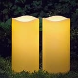 TFROSIM 4.5" x 9" Large Solar Candles Outdoor Waterproof with Dusk to Dawn Light Sensor,2 PCS Flamel