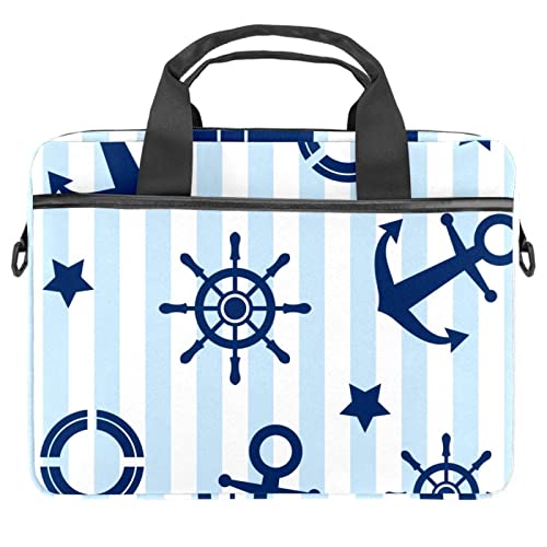 Sacoche ordinateur portable Ocean Anchor à rayures, sac marin zippé 11x14.5x1.2in