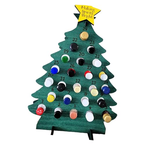 Wooden Christmas Count Down Calendar with 24 Miniature Bottle Holders Holiday Homes Decoration for Festival Advent Calendar for 