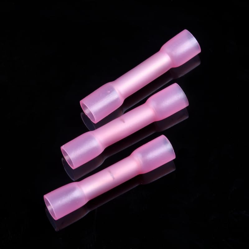 300pcs Kit Red Waterproof Heat Shrinkable Butt Connector Splice Electrical Wire Cable Crimp Butt Terminal Connector 18-22 VUQLDHAYZ