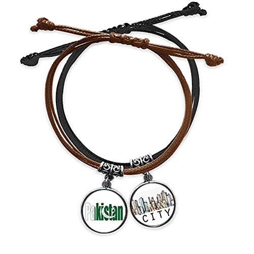 Bracelet chaine main cuir Sidi avec pavillon pays aux finitions artisanales