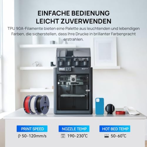 JAYO TPU 90A 3D 프린터 필라멘트 1.75mm, 1kg 재사용 가능한 스풀, 레드 — 사진 7