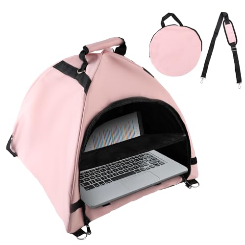 Laptop Tent, Sun Shade Waterproof Fabric Laptop Protective Hood for Computer Working Outside Accessories Part Glare Shield & Heat Reflective Awning Convertible Tote for Outdoor (Pink)