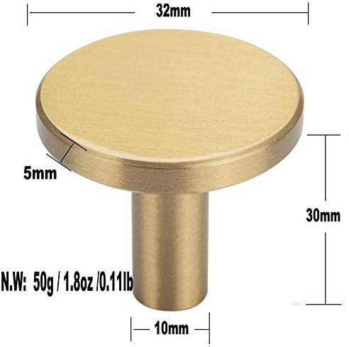 Pack of 4, Brushed Brass Decorative Wall Hooks, 32mm x 30mm, for Bathroom,Lavatory,Clothing Store, Hotel, Cafe,Hat,Towel Coat Hook Hangers Wall Mounted (Round)