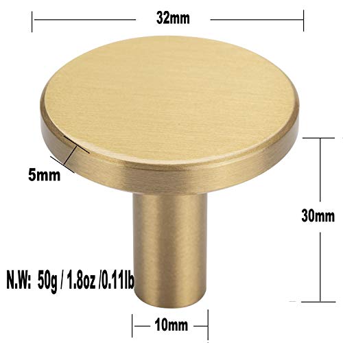 Yangqihome Pack Of 4, Brushed Brass Decorative Wall Hooks, 32Mm X 30Mm, For Bathroom,Lavatory,Clothing Store, Hotel, Cafe,Hat,Towel Coat Hook Hangers Wall Mounted (Round) #TOP1