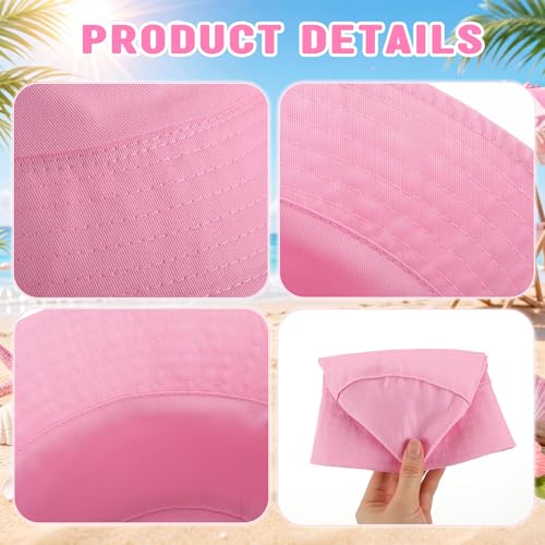 Image of 36 /24 /12 Pcs Bucket Hats for Men Women Bulk Cotton Fishing Cap UV Protection Beach Foldable Solid Color Sun Cap