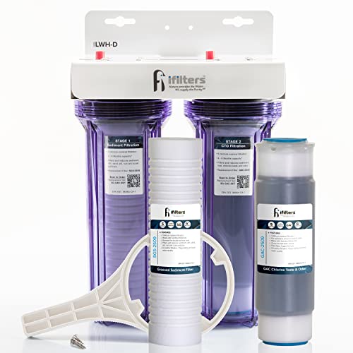 Whole House 2 Stage Water Filtration System w/Extra Filter Set, Sediment, Rust, Chlorine, Taste, Odor, 3/4" Ports, Gen2
