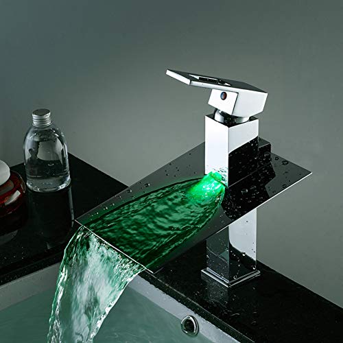 Bassin de salle de bains Robinet LED Robinet hydraulique à cascade LED Salle de bains Robinet de lavabo haut de gamme