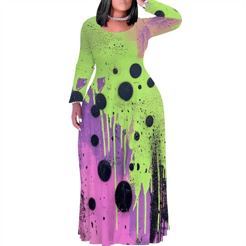 Image of PinkPatty Women's Plus Size Long Sleeve Maxi Dresses T Shirt Boho Sundress Fall Dress with Pockets