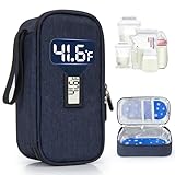WIBOND Bolsa de viagem para refrigerador de leite materno, exibição de temperatura em tempo real, comporta 4 a 6 bolsas de armazenamento de leite materno com 2 pacotes de gelo para leite materno