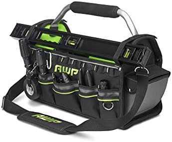 AWP 18 Inch Pro Tool Tote with Rotating Handle for Easy Tool Access, Water-Resistant Construction