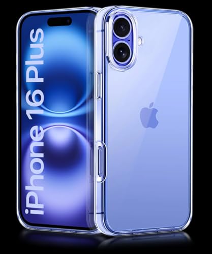 Image of WOW IMAGINE Crystal Clear Transparent Back Case Cover Compatible with iPhone 16 Plus | Full Device & Camera Protection Shockproof TPU | Flexible Silicone Back Cover Case - Transparent