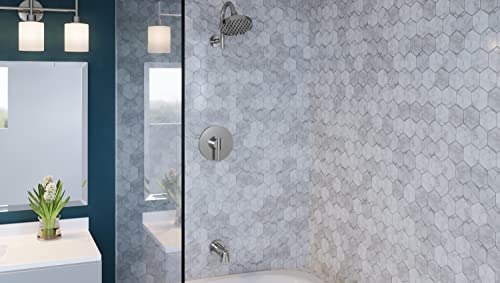 Design House Geneva 1-Handle Tub and Shower Trim Kit, Satin Nickel | Wall Mount, Zinc, Plumbing, 525691 miniatura 4