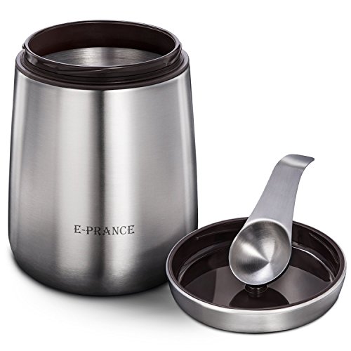 E-PRANCE Coffee Canister Airtight Coffee Vault - Freshness Protected -Stainless Steel Coffee Bean Container with Magnetic Scoop (18 oz)