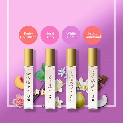 So…? Unique Premium Womens Perfume Gift Set, Vanilla Candy, Sweet Pea, White Blossom, Truffle Cream, Eau De Toilette with Long Lasting Fragrance - Travel Size Mini Perfume for Girls (4 x 14ml) - Image 4